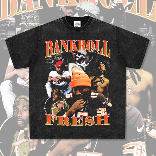 Outfit streetwear vintage hip hop Bankroll print short sleeve t-shirt