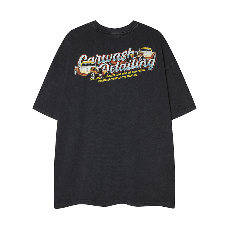 Nyc T Shirt Vintage Car Print Short Sleeve T-Shirt Summer Loose Casual Top