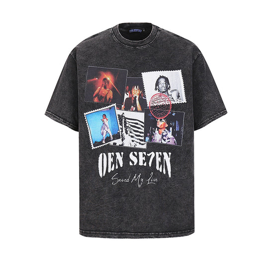 Hip hop clothing new york summer retro hip hop washed old t-shirt short sleeve