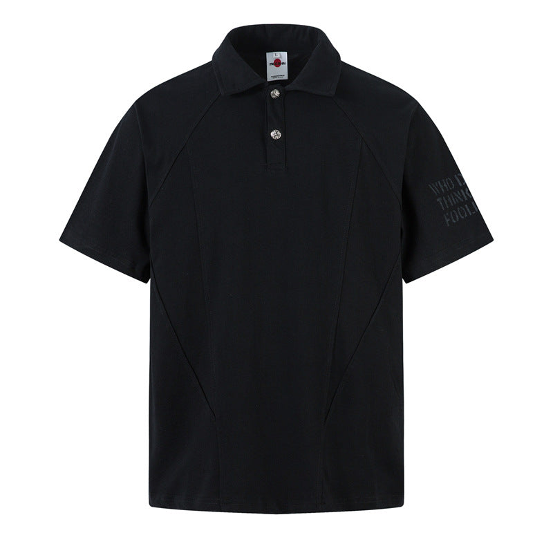 Stone Wash T shirt POLO shirt Short Sleeve Lapel Top