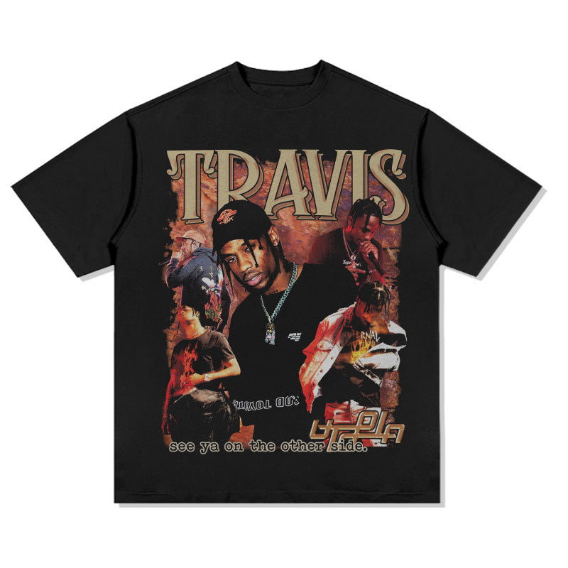 Cool t rapper vintage hip hop Travis print long sleeve short sleeve t-shirt Vintage