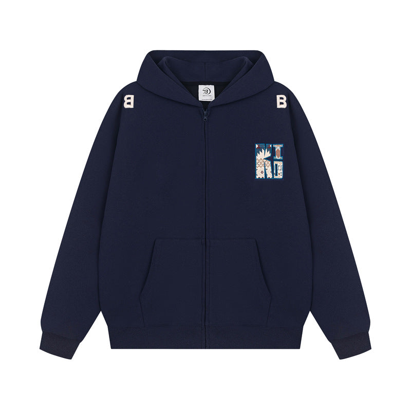 Streetwear Hoodie Embroidered Hooded Sweater Loose Hoodie Jacket
