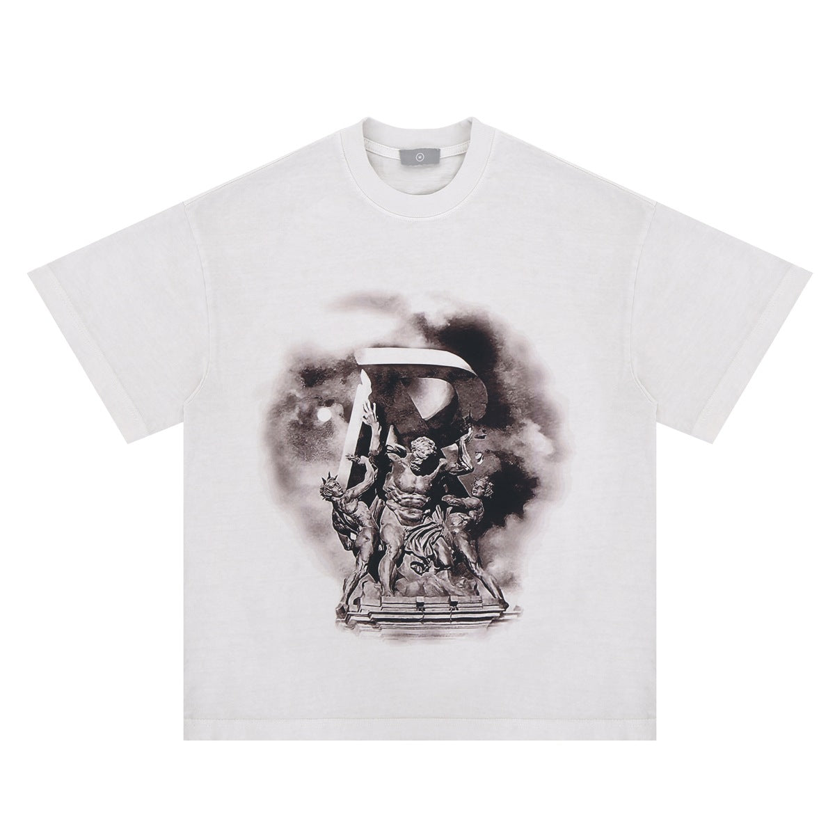 Vintage College Shirts summer gradual change print wash round neck short sleeve T-shirt
