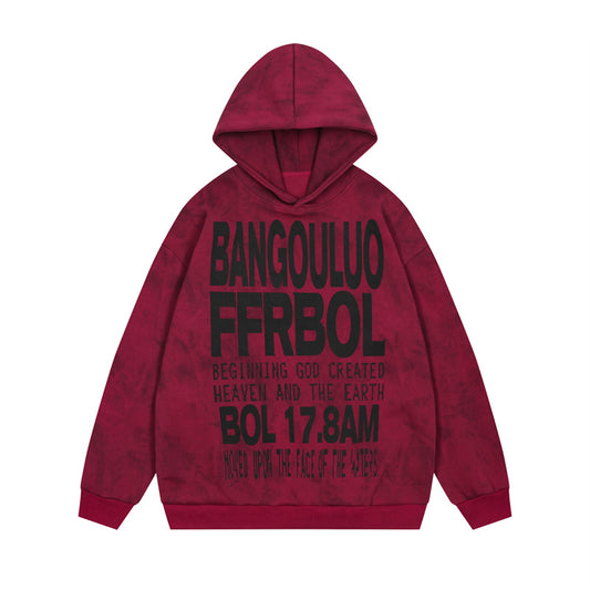 Streetwear Hoodie Hip Hop Vintage Old English Alphabet Print Hooded Sweater