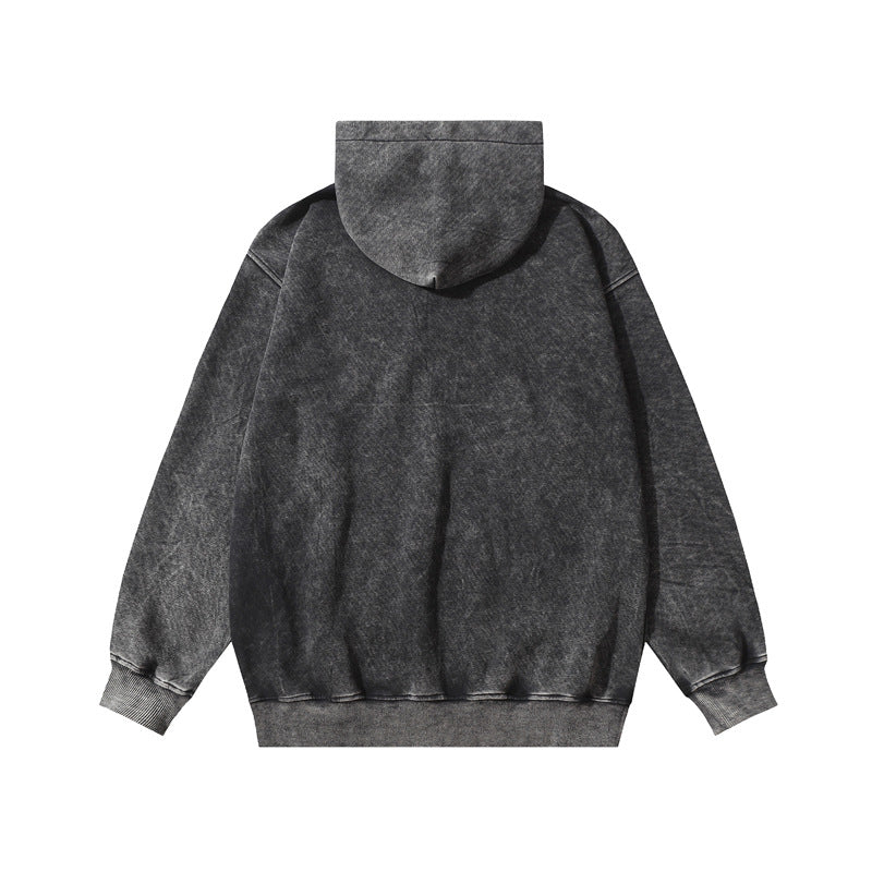 Streetwear Hoodie Vintage Washed Old Alphabet Hooded Sweater Hip Hop Loose Hoodie
