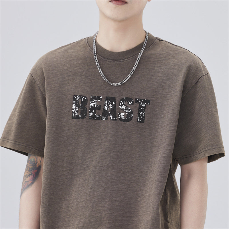 Men T-shirts Summer Short Sleeve Printed Loose Top