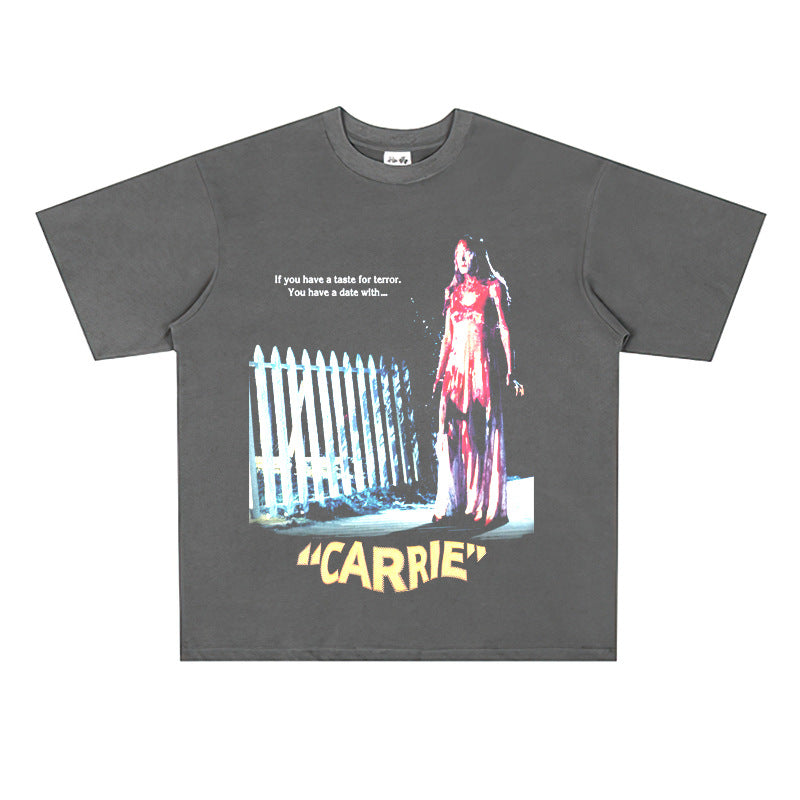 Film Star T Shirt Movie Witch Carrie Cotton Loose Nostalgic Short Sleeve American T-shirt Men and Women