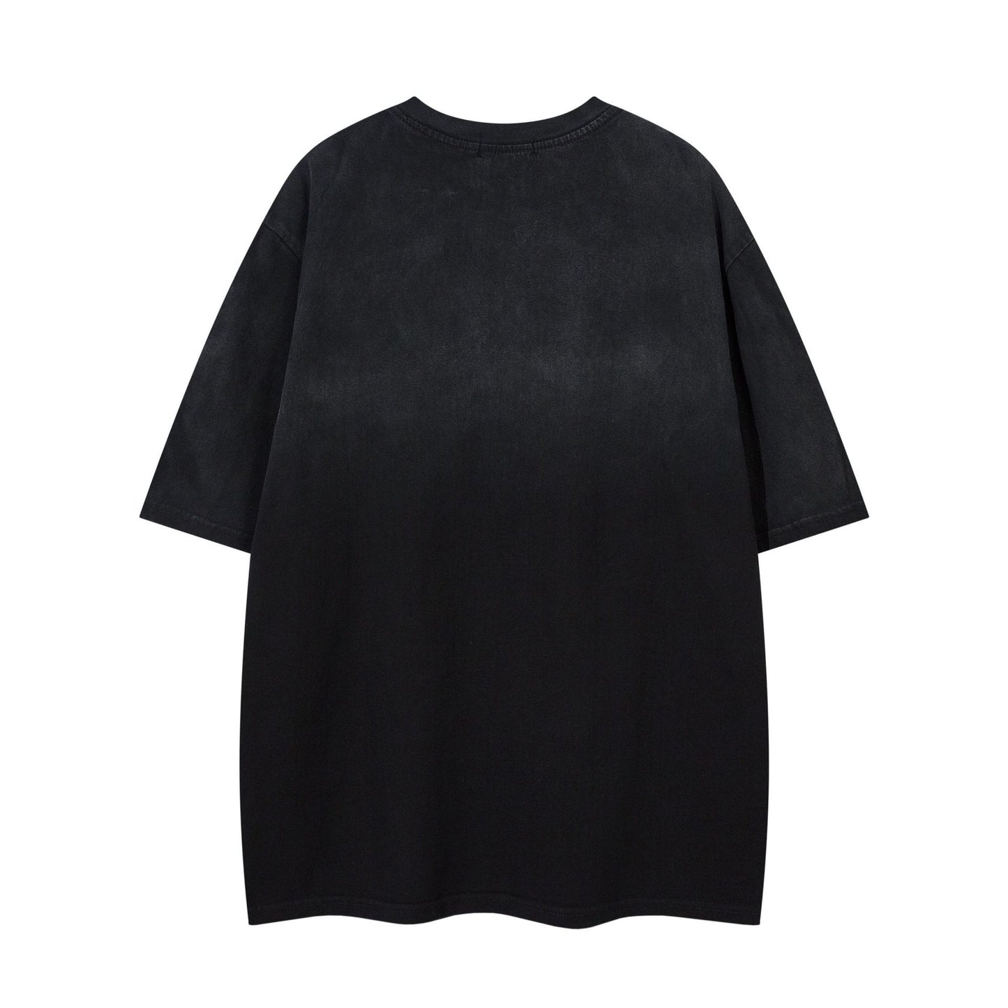Hustle vintage summer embroidery gradual change washed short sleeve t-shirt