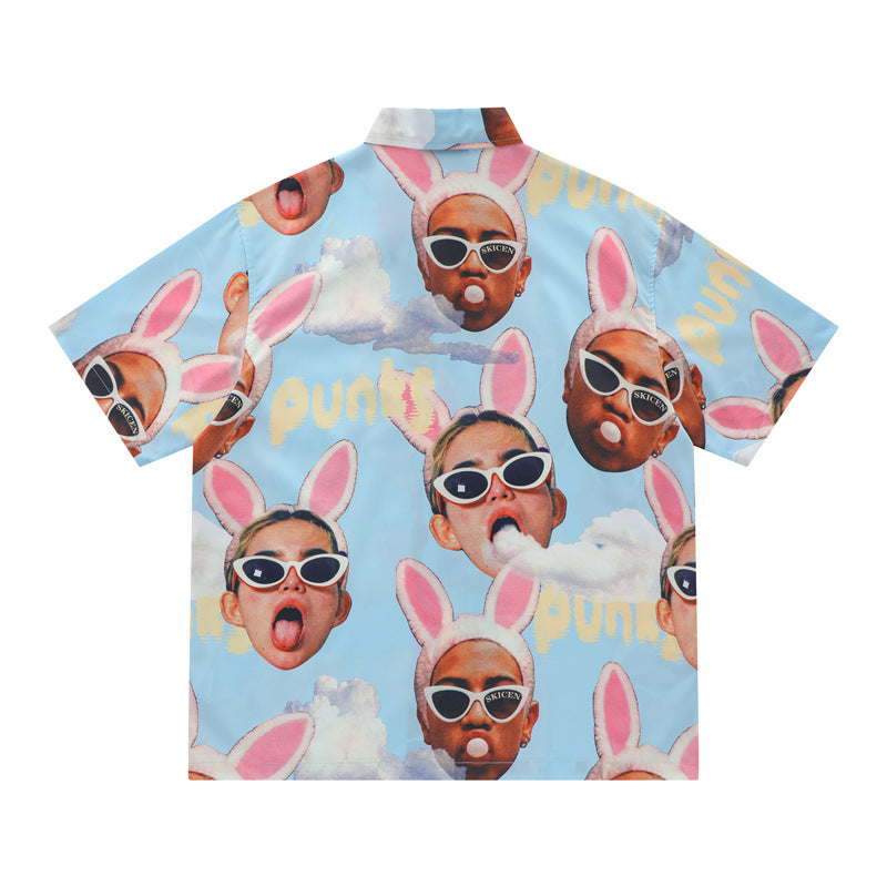 Hip Hop Shirts For Boys Summer Vintage Abstract Print Shirt