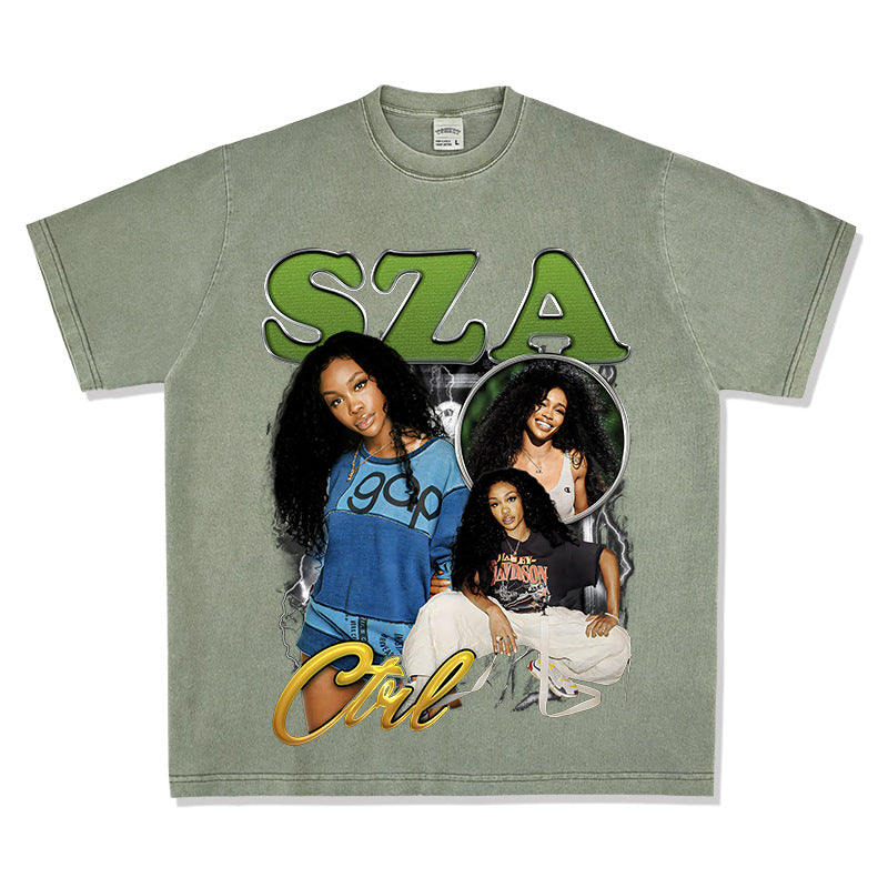 New york hip hop shop vintage sza print short sleeve t-shirt
