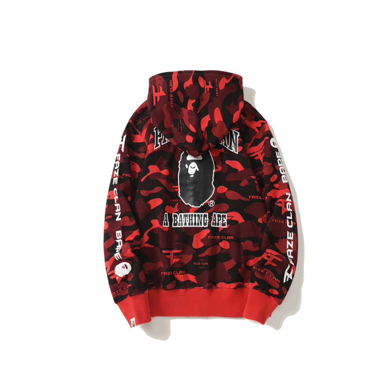 Ape Hoodie Summer Camo Red Hooded Cardigan Zip Sweater Jacket