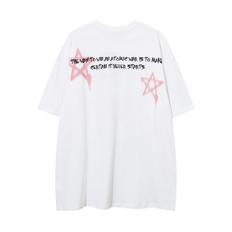 Vintage T Shirts Hip Hop Cartoon Print Short Sleeve T-Shirt