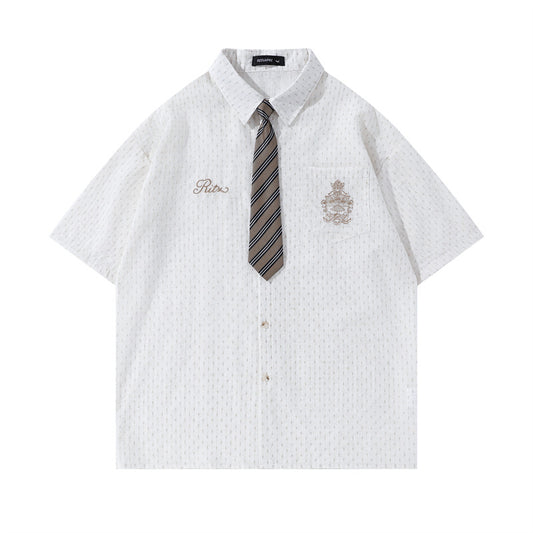 Y2K mens shirt vintage striped short sleeve shirt