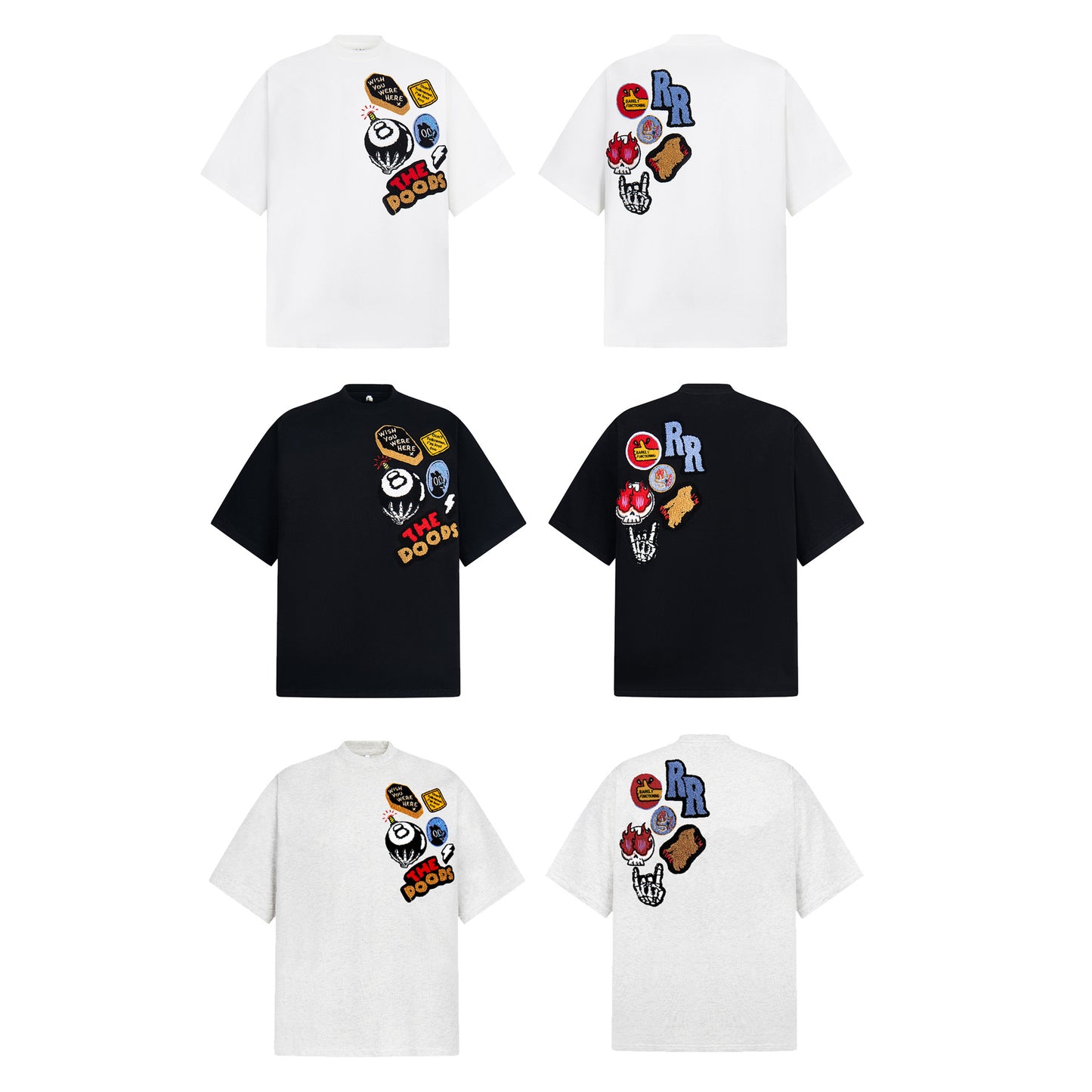 Hustle vintage summer vintage skull embroidered short-sleeved t-shirt