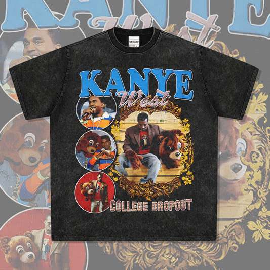 New york hip hop shop vintage hip hop kanye west print short sleeve t-shirt vintage