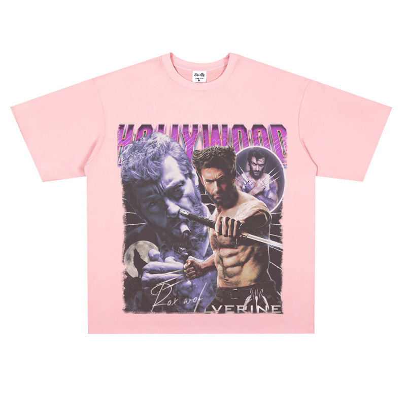 Film Star T Shirt Movie the Wolverine Cotton Short Sleeve Loose Retro T-shirt Men