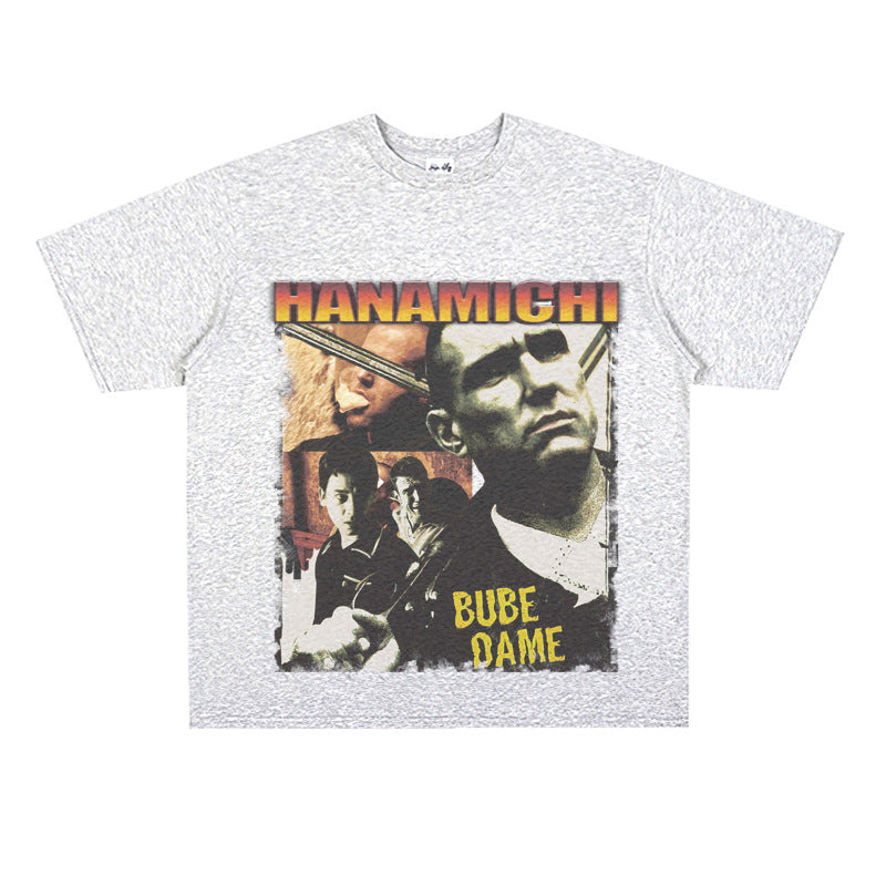 Film Star T Shirt Cotton Short Sleeve Loose American Retro T-shirt