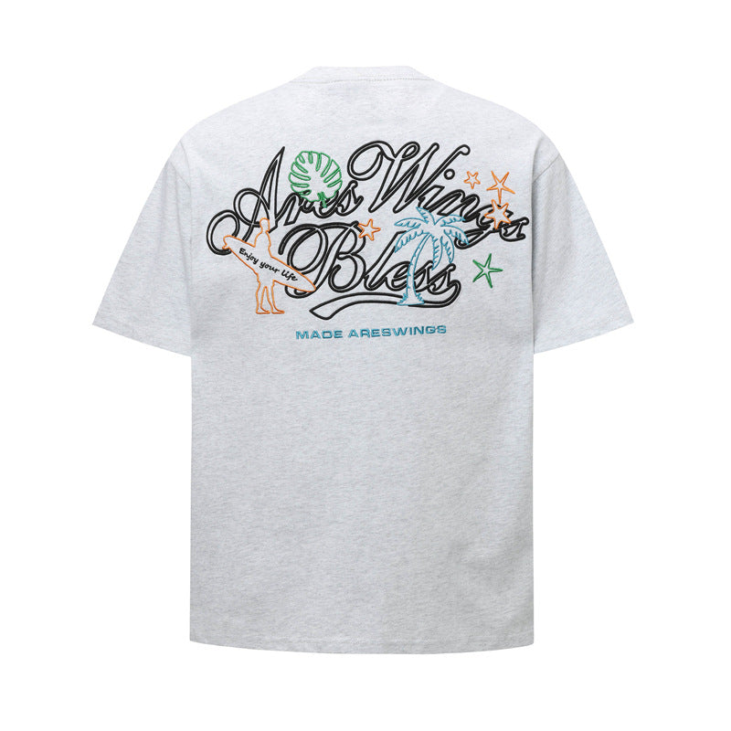 Hip Hop Shirts For Boys Letter Embroidered Short Sleeve T-Shirt Loose Casual Short Sleeve Top