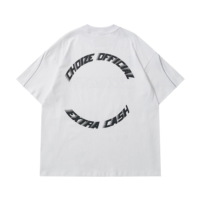 Hip Hop Clothes New York Reflective Strip Letter Print Short Sleeve T-Shirt