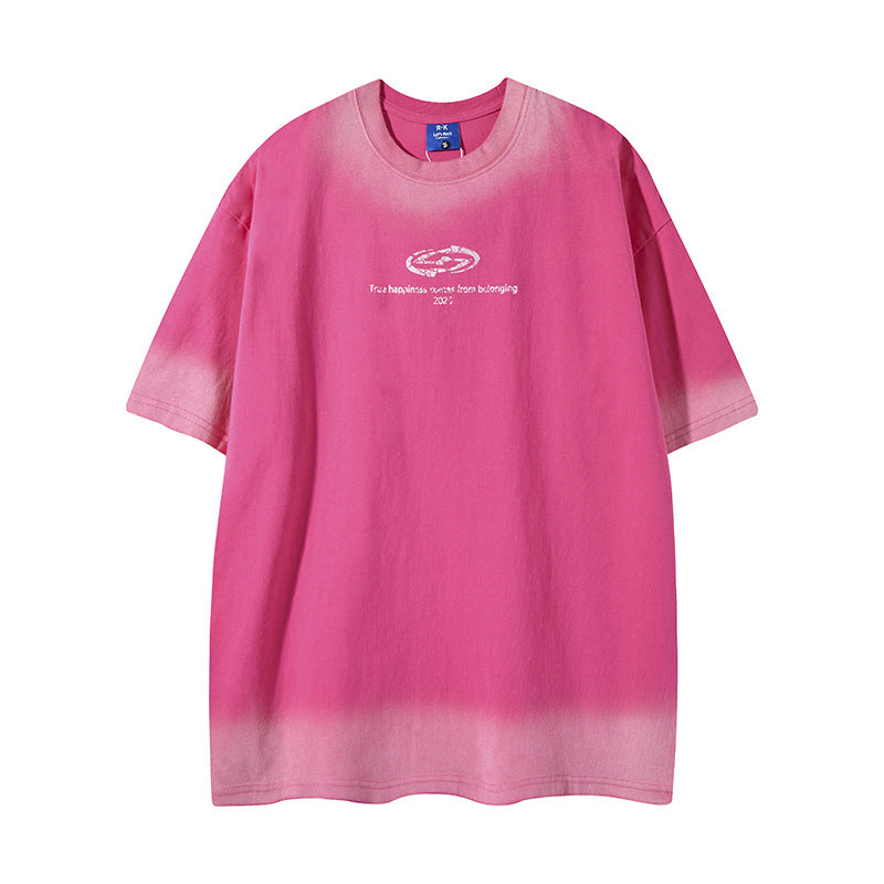 Camisas Retros short sleeve t-shirt wash gradual change loose