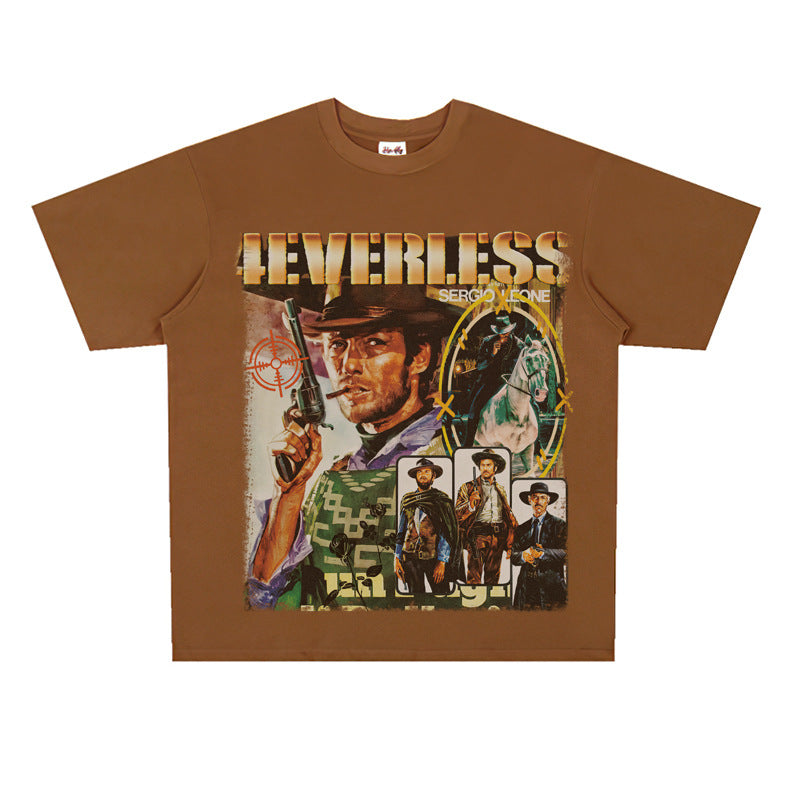 Film Star T Shirt Cotton Short Sleeve Loose Retro Design T-shirt