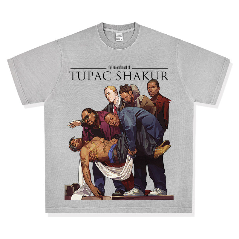 New york hip hop shop Homage TUPAC SHAKER 2PAC old printed short sleeve t-shirt