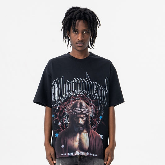 Vintage College Shirts Autumn/Winter, Portrait Print Crew Neck Short Sleeve T-Shirt