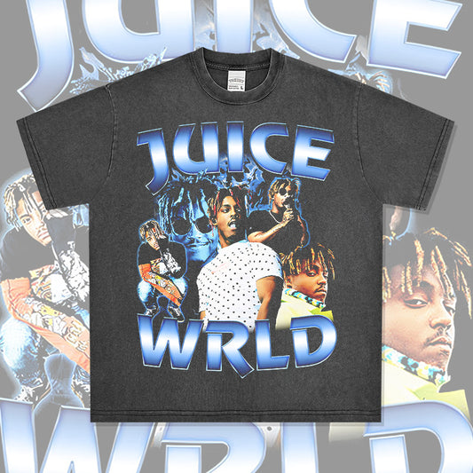 Outfit streetwear Vintage Hip Hop Juice Wrld Print Short Sleeve T-Shirt