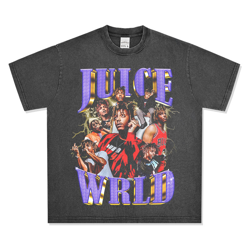 Outfit streetwear Vintage Hip Hop Juice Juswold Print Short Sleeve T-Shirt