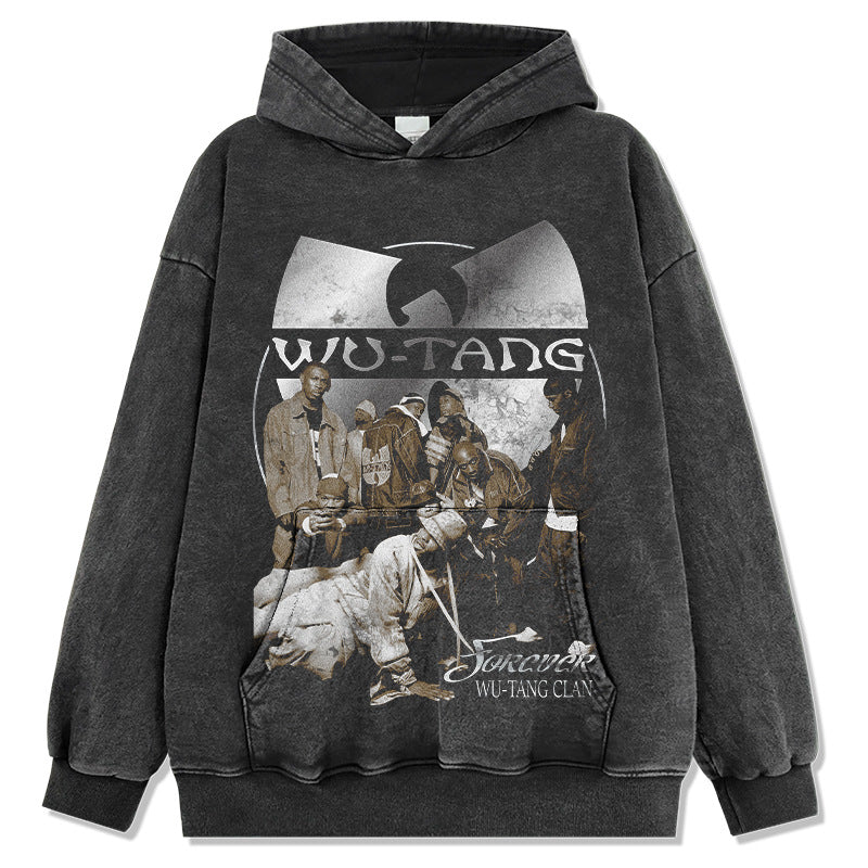 Marcas streetwear usa hip hop wu-tang print vintage hooded sweater