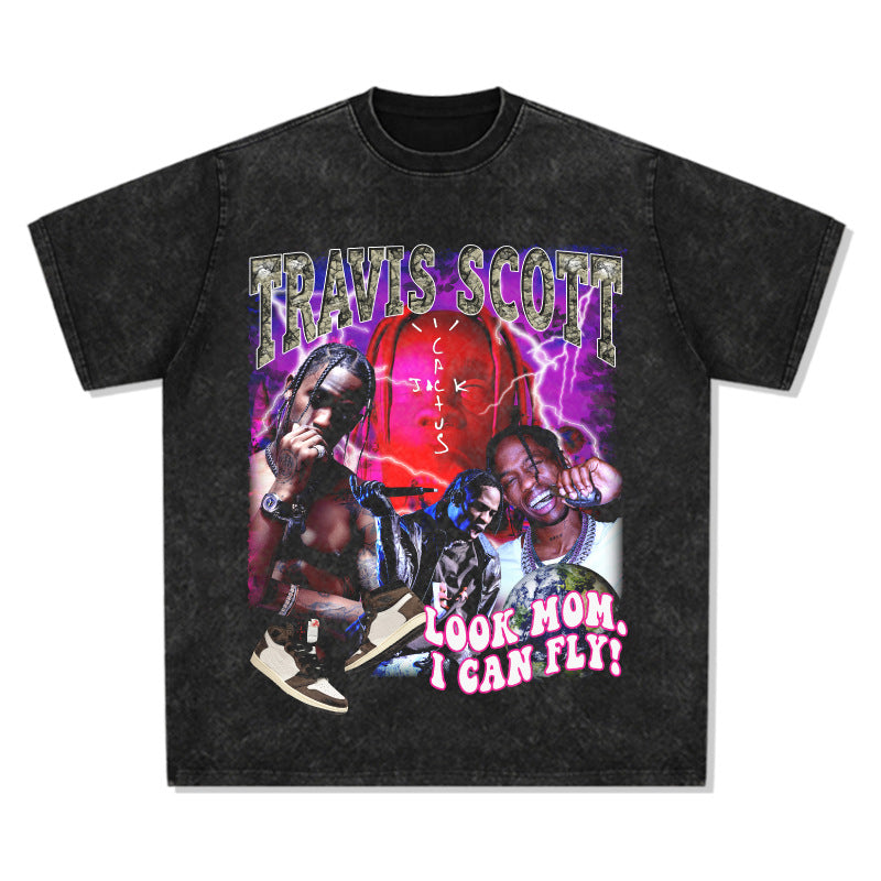 Cool t rapper vintage TS hip hop Travis Scott print short sleeve t-shirt Vintage