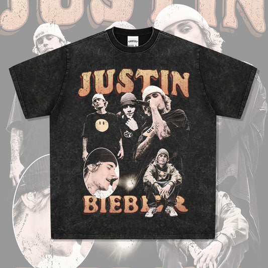 Streetwear masculino Justin Bieber print T-shirt