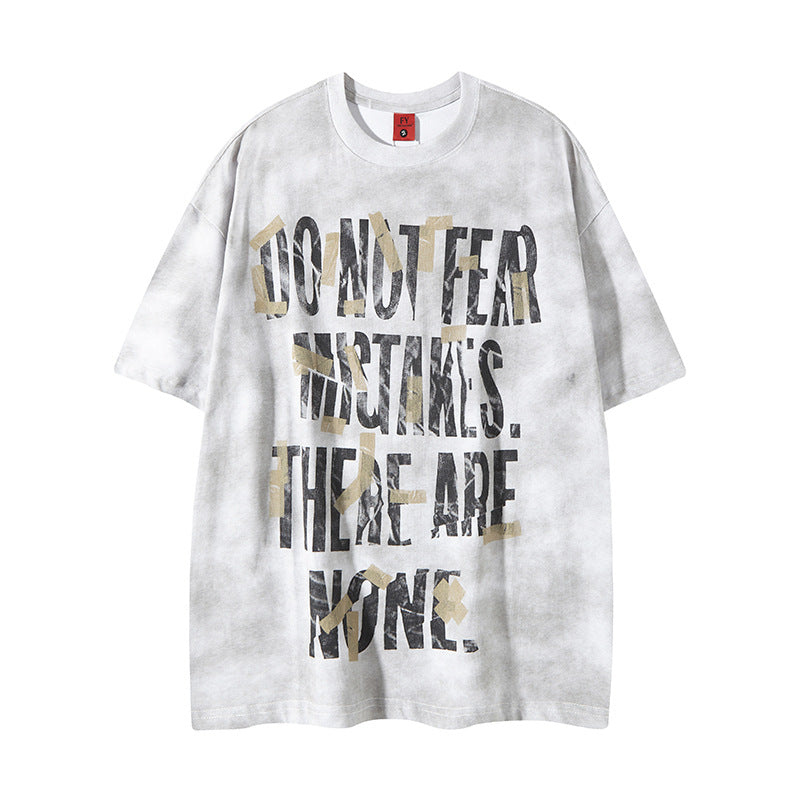 New York Hip Hop Style Vintage Alphabet Print Crew Neck Short Sleeve T-Shirt