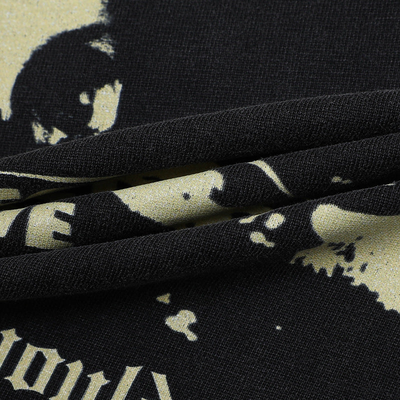 Hustle vintage summer hip hop skull short sleeve t-shirt