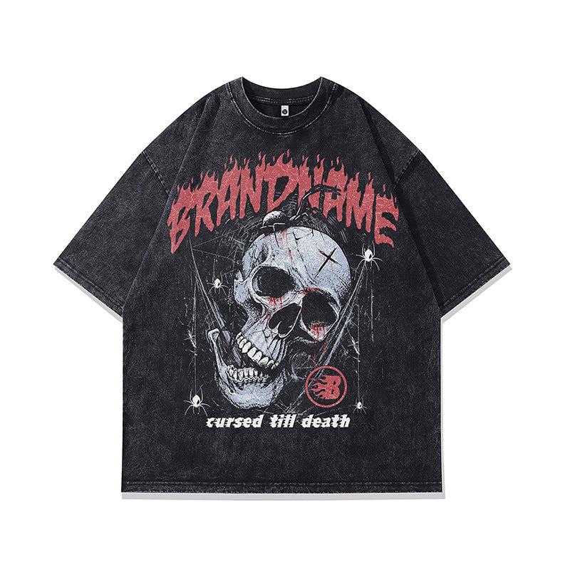 Ropa Vintage Hombre Demon Skull Print Vintage Vintage Short Sleeve T-Shirt