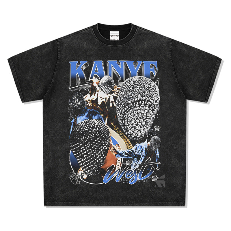 Marcas streetwear usa hip hop Kanye West printed short sleeve t-shirt