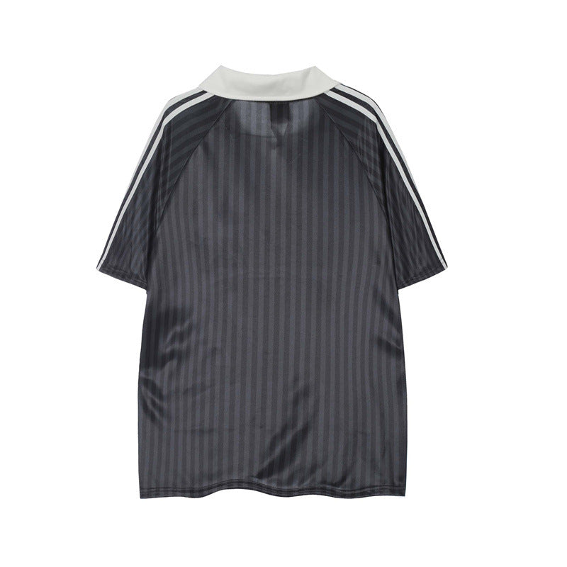 Camisas Retros Casual Loose Sport V-Neck T-Shirt