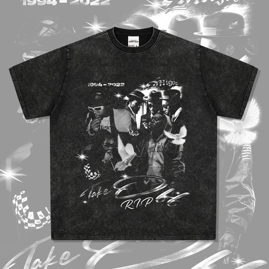 Cool t rapper BC hip hop rap takeoff print short sleeve vintage wash