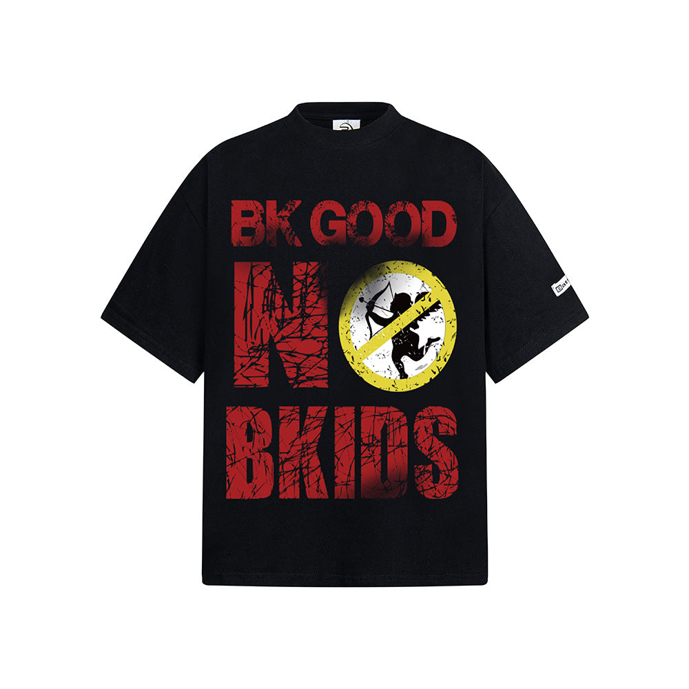 Hip Hop Clothes New York Washed Old Alphabet Print Short Sleeve T-Shirt Loose Casual Hip Hop Top