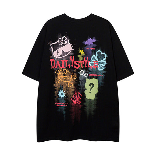 Camisetas streetwear Summer Vintage Loose Short Sleeve T-Shirt