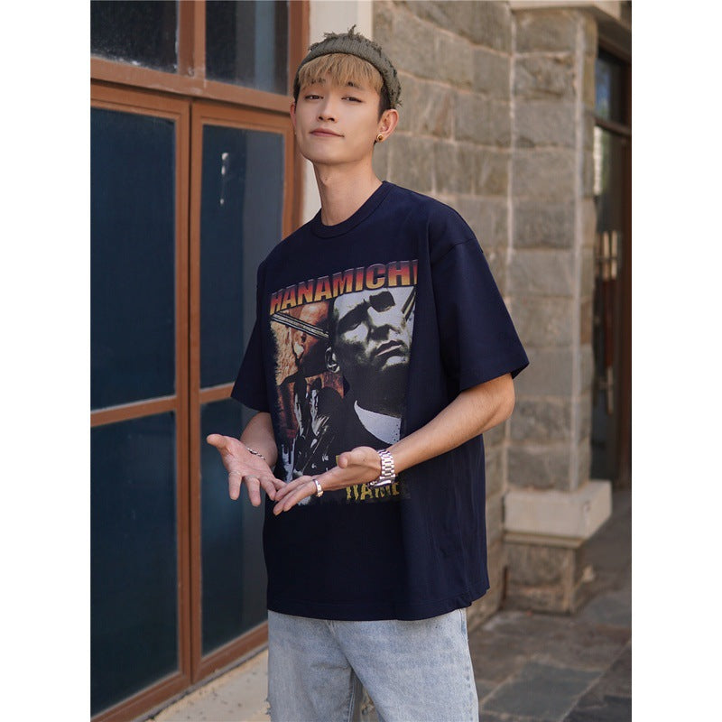Film Star T Shirt Cotton Short Sleeve Loose American Retro T-shirt