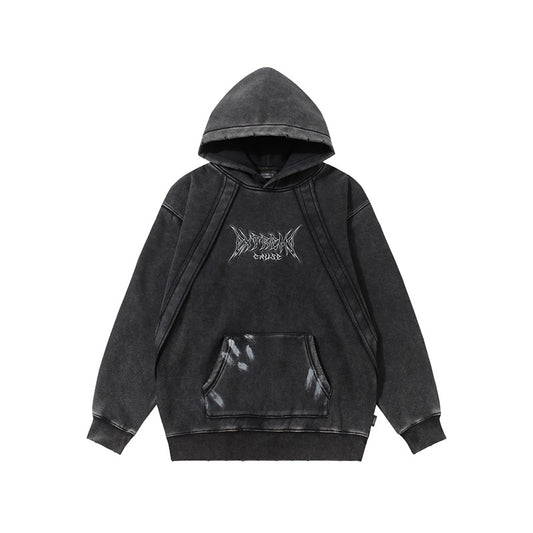 Streetwear Hoodie Vintage Washed Old Hooded Fleece Sweater Embroidered Hoodie