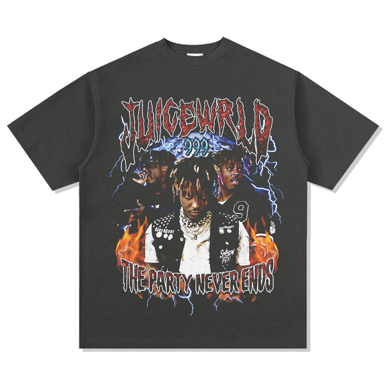 Streetwear masculino Juice Wrld hip hop print long sleeve short sleeve vintage T shirt