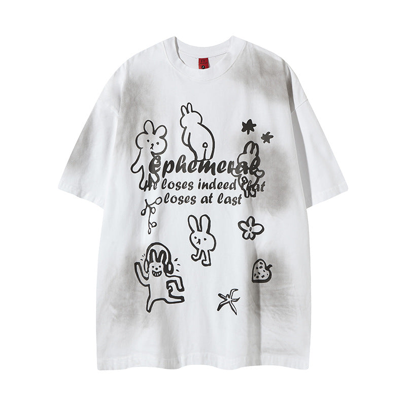 New York Hip Hop Style Summer Crew Neck Print Short Sleeve T-Shirt Loose Casual Top