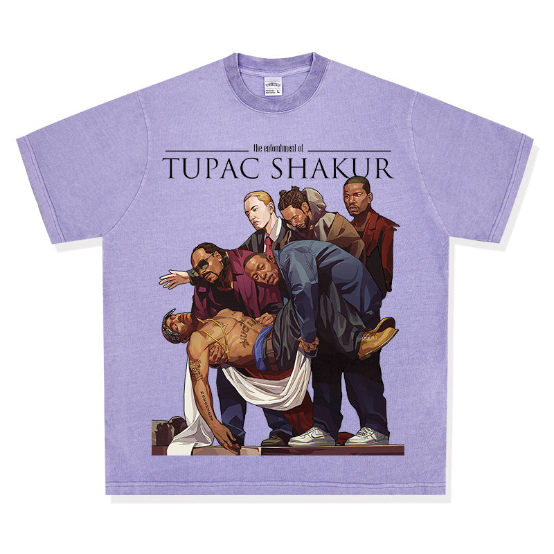 New york hip hop shop Homage TUPAC SHAKER 2PAC old printed short sleeve t-shirt