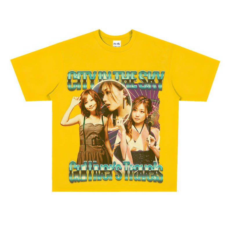 Film Star T Shirt Loose Heavy Retro Street T-shirt Men and Women