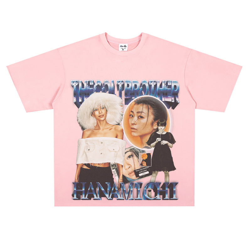 Film Star T Shirt Loose Heavy Retro Street T-shirt Men and Women