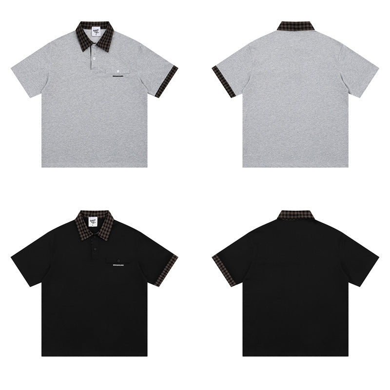 Hip Hop Shirts For Boys Vintage Alphabet Embroidered Short Sleeve POLO Shirt Loose Top