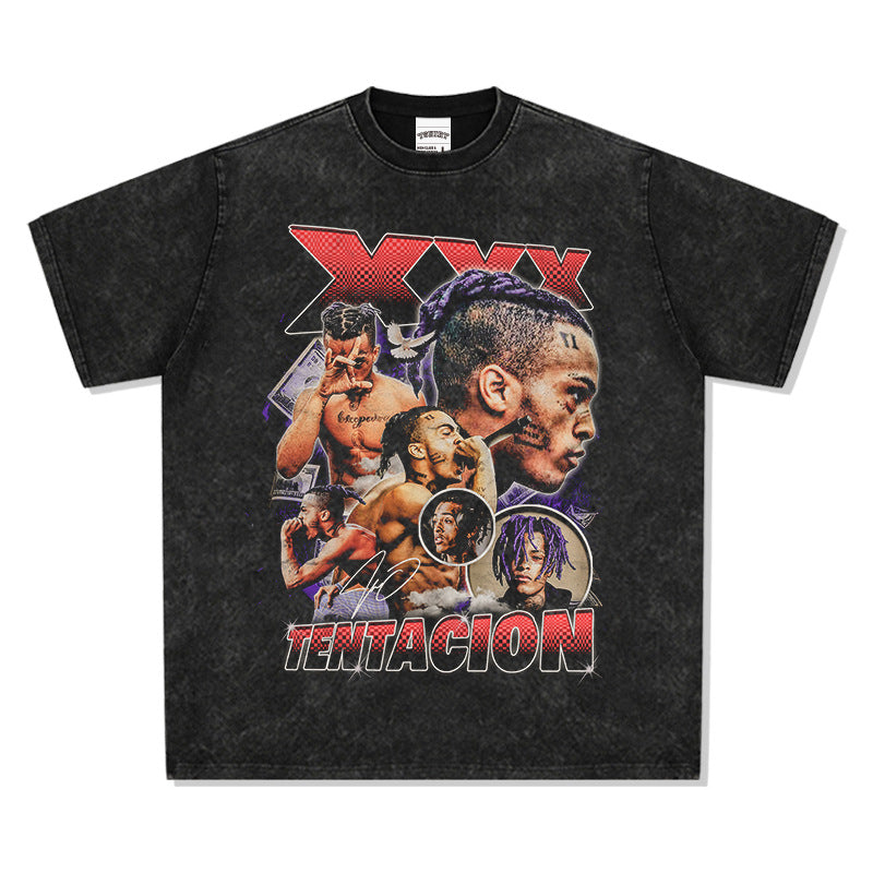 Cool t rapper XXX Tentacion print hip hop rap short sleeve t-shirt vintage