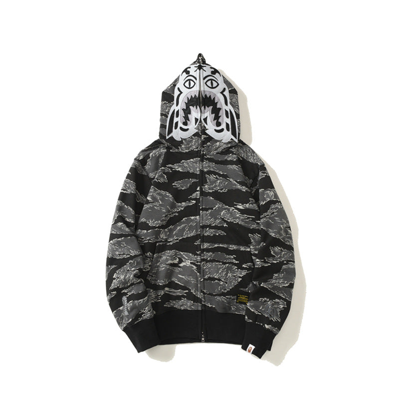 Ape Hoodie Embroidered Tiger Camo Tiger Hooded Cardigan Shark Sweater Jacket